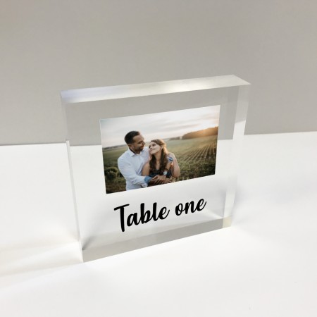 4x4 Glass Token - Square Table number with photo